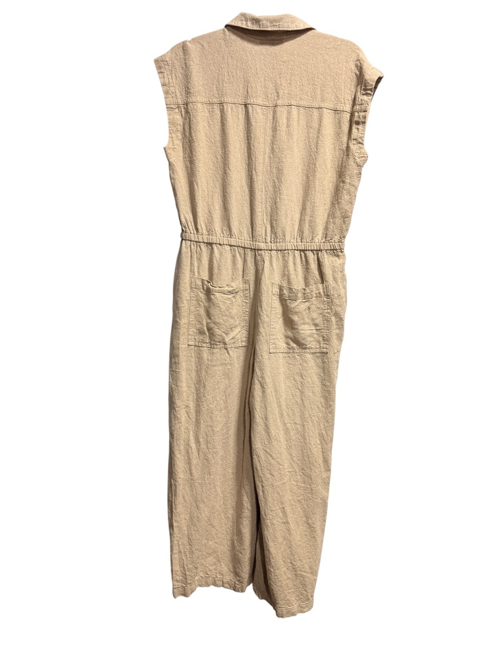 Universal Thread Linen Blend Utility Jumpsuit Size 10 Drawstring Waist Button - Picture 5 of 13